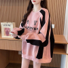 早秋装卫衣女春秋季韩版宽松大码女装胖mm中长款薄款外套连衣裙子