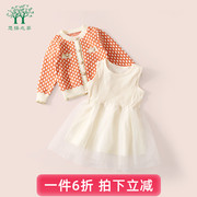 女童毛衣套装秋冬款婴儿衣服洋气针织衫开衫两件套宝宝长袖公主裙