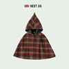 英国nextjia女童格子斗篷，春秋小女孩双面羊毛呢，披肩儿童保暖外套
