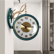 美式双面挂钟客厅个性，创意时尚钟表两面，家用欧式复古轻奢挂墙时钟