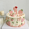 儿童烘焙蛋糕装饰翻糖草莓花朵摆件宝宝周岁生日派对装扮烘焙模具