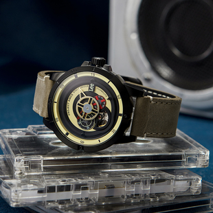 lee男士手表机械表镂空表盘钛，金属全自动防水机械手表品牌m55