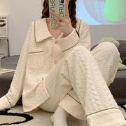 睡衣女秋冬季纯棉长袖，空气棉套装，2023年家居服高级感夹棉加厚