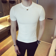 贴身短袖男t恤韩版修身半袖，男士紧身体恤，纯色长袖纯棉衣服打底衫