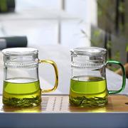 400ml月牙杯带盖绿茶杯高硼硅耐热水壶办公室花，茶壶带滤网玻璃杯