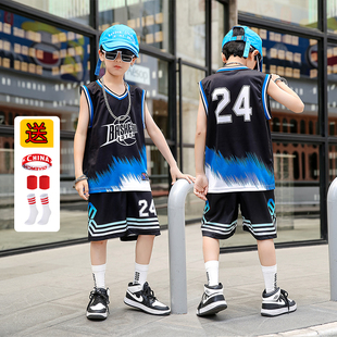 儿童篮球服训练服运动套装男童夏季中童幼童小孩速干背心24号球衣