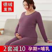 孕妇秋衣秋裤套装加肥加大码200斤哺乳保暖内衣加绒怀孕期月子服