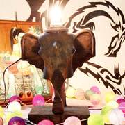 东南亚家居饰品创意大象雕刻摆件泰国工艺品大象台灯摆件