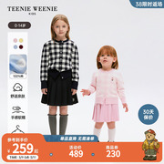 TeenieWeenie Kids小熊童装24年春女童宝宝圆领格纹毛衣开衫