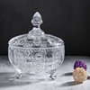 欧式水晶大三脚透明玻璃糖果罐创意糖缸储物罐带盖防尘水果盘客厅