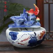 景德镇陶瓷鱼缸创意摆件喷泉，循环流水风水，招财金鱼缸办公室乌