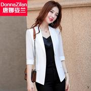 防晒雪纺西装外套女薄款2024夏季韩版修身气质中袖白色小西服