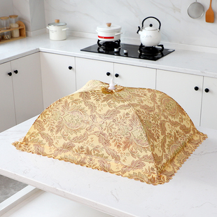 全布面菜罩可折叠餐桌剩菜罩防尘罩食物罩家用遮菜盖伞水果罩防蚊