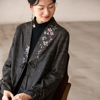 布小匠原创设计早秋40姆米绢纺印花香云纱外套中式宽松外披女
