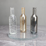 酒瓶烟灰色水晶几何体，气泡酒瓶摆件设现代简约轻奢样板房软装饰品