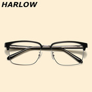 胖子眼镜框大脸男潮，加宽半框近视眼镜可配度数镜片，tr90眉毛眼镜架
