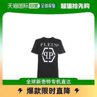 香港直发Philipp Plein男士T恤黑色印花logo圆领短袖时尚休闲