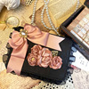 原创设计黑粉蝴蝶结花朵，小方包lolita黑甜手提包，优雅晚宴斜挎包