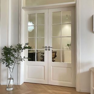 法式双开门玻璃门卧室门实木对开门推拉门套装门室内门烤漆复合门