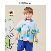 MQDmini童装男童短袖衬衫儿童纯棉夏季衬衣宝宝翻领上衣休闲夏装