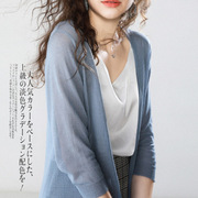 韩版薄款防晒衣女士，夏季冰棉麻，针织开衫中长款空调衫外套