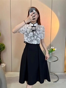 黑色吊带连衣裙子女夏季2023长裙两件套装新中式国风改良旗袍
