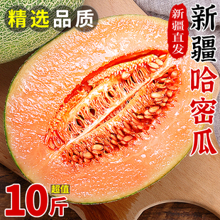 新疆哈密瓜新鲜水果10斤装当季脆甜蜜瓜，网纹瓜冰淇淋香瓜整箱