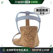 style & co.style & co.Mulan 女式 T 型带人造坡跟凉鞋 浅蓝