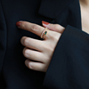 复古双层戒指女小众，设计墨绿色锆石指环时尚个性，高级感食指潮