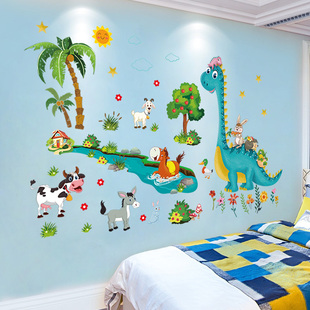 儿童房间布置墙面装饰卡通，动漫小动物贴画，幼儿园墙壁贴纸墙贴自粘
