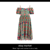 ebay小众设计师款新潮夏季漂亮气质彩色格子度假风吊带连衣裙短袖