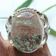 原矿绿幽灵戒指天然绿幽灵水晶，戒指925银镶大戒，面满天星活扣19mm