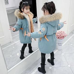 女童2022韩版冬装棉衣时尚百搭棉服中大童加厚大毛领棉袄外套