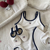 女童时髦泳衣2024夏季洋气韩版女宝宝白色游泳衣儿童连体泳装