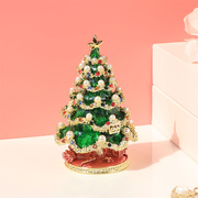 复古圣诞树首饰盒可爱罐子摆件，装饰生日礼物创意，珐琅小摆件镶钻