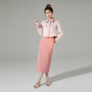 韩语琳秋冬装搭配一整套秋装套装女时尚毛呢外套半身裙两件套