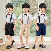 男童背带裤套装夏季中小童幼儿园演出钢琴生日主持西装礼服