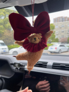 可爱蝴蝶结芭蕾熊车载(熊，车载)挂件车内后视镜，装饰品毛绒玩具摆件新车礼物