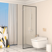 卫生间淋浴房玻璃隔断浴室挡水浴屏开放式厕所干湿分离一字型屏风