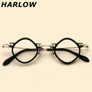 设计师板材眼镜框男女潮黑色轻款小框复古近视可配镜片个性眼镜架