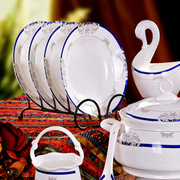 景德镇陶瓷器56头骨瓷餐具，套装碗盘碗碟，套装碗筷