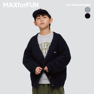 maxforfun童装23aw儿童毛绒绒(毛，绒绒)开衫毛衣，针织外套柔软春季男女童