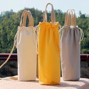 保温水壶保护套通用便携加厚双层环保帆布纯色1000ML 1200大杯套
