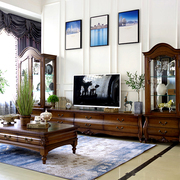 合木电视a柜柜几组实套装客厅家具矮茶地柜复古欧式电视机