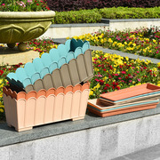 欧式田园塑料花盆长方形花箱栅，栏式花槽阳台种植箱盆栽特大种菜盆