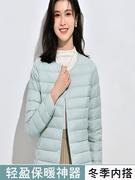 轻薄羽绒棉服女款2023年女童，校服神器羽绒内胆初中生女士棉袄