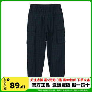 美特斯邦威黑色工装束脚裤男夏季纯棉大口袋裤子