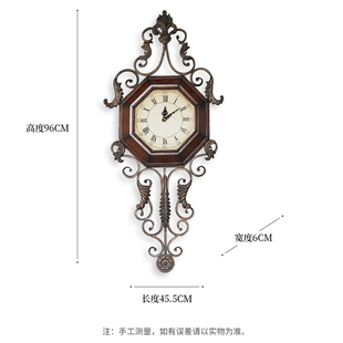 新美式挂钟创意复古时钟表欧式铁艺静音挂表客厅个性时尚家居装品