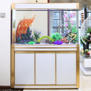 超白玻璃龙鱼缸长方形底过滤中大型水族箱1.2米1.5米生态屏风鞋柜