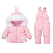 1-2-3岁宝宝羽绒服女婴儿公主，小童儿童装分体套装两件套加厚冬季